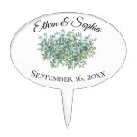 eucalyptus greenery wedding cake topper