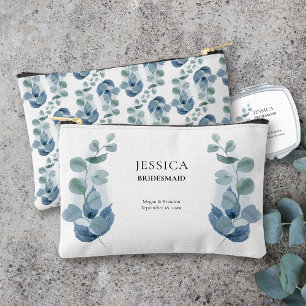 Eucalyptus Greenery Wedding Custom Bridal Party Accessory Pouch