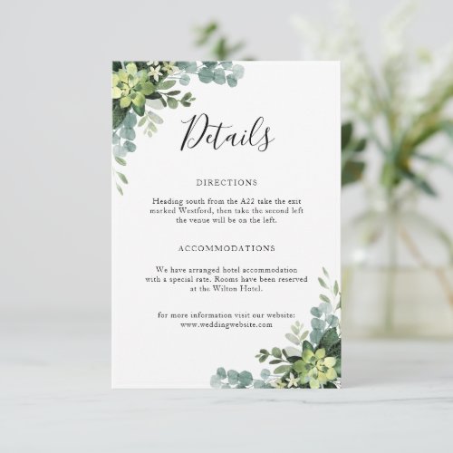 Eucalyptus Greenery Wedding Details Card