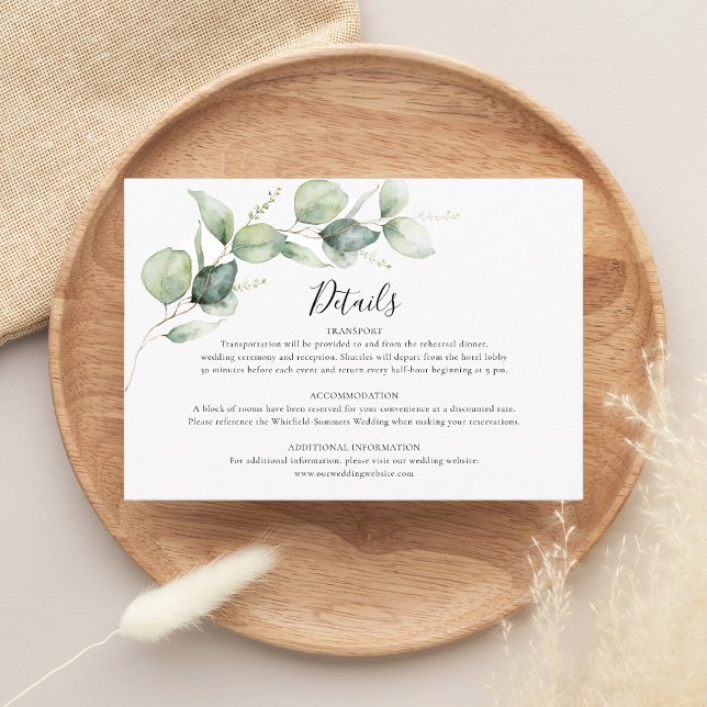Eucalyptus Greenery Wedding Details Enclosure Card (Eucalyptus Greenery Wedding Details Enclosure Card)
