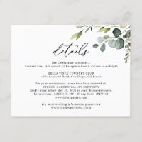 Eucalyptus Greenery Wedding Details Horizontal Enclosure Card