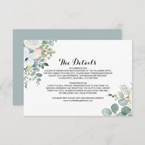 Eucalyptus Greenery Wedding Details Insert Card