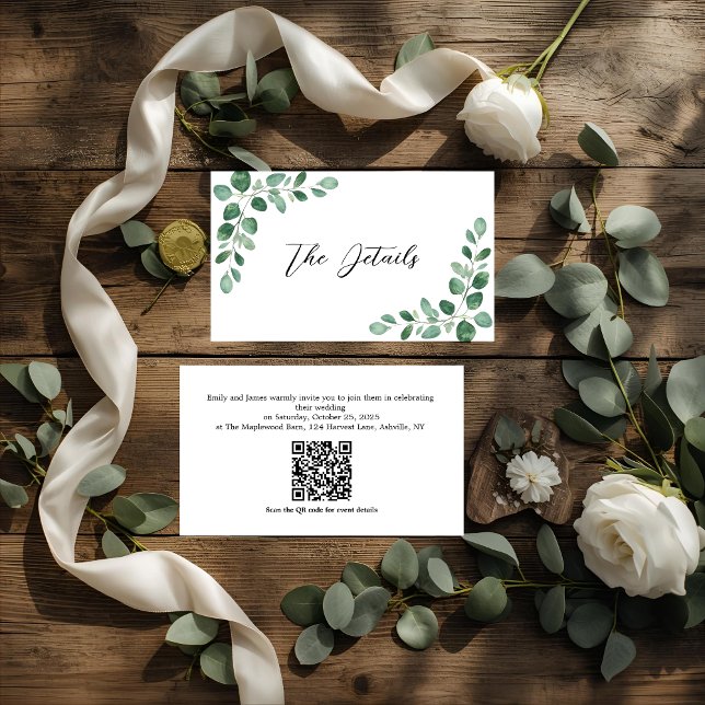 Eucalyptus Greenery Wedding Enclosure Card with QR (Creator Uploaded)