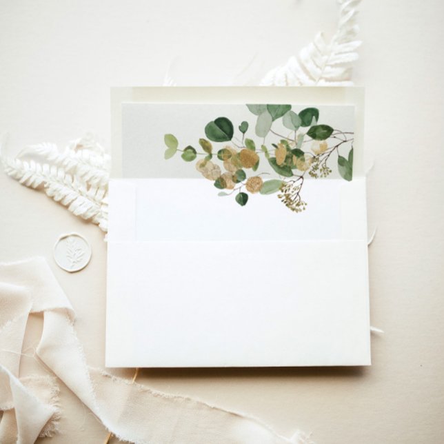 Eucalyptus Greenery Wedding Envelope Liner (Creator Uploaded)
