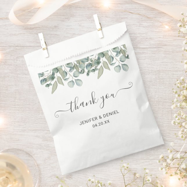 Eucalyptus Greenery Wedding Favor Bag (Clipped)