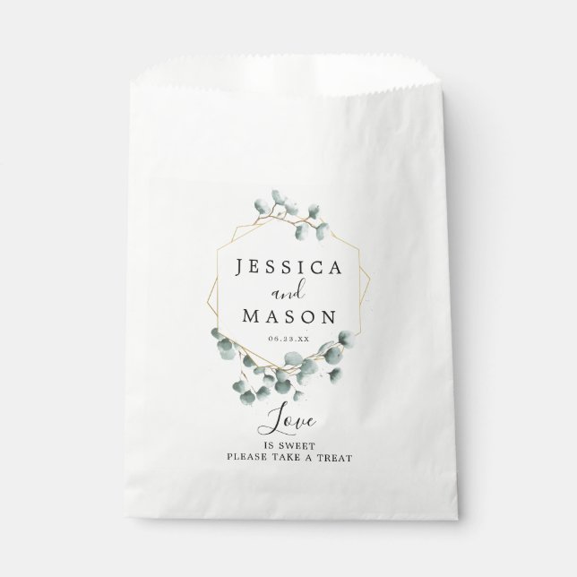 Eucalyptus Greenery Wedding Favor Bags (Front)