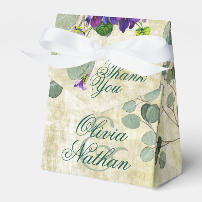 Eucalyptus Greenery Wedding Favor Boxes (Front Side)