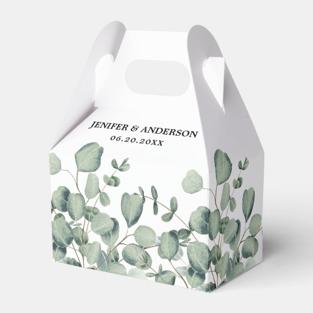 Eucalyptus Greenery Wedding Favor Boxes (Front Side)