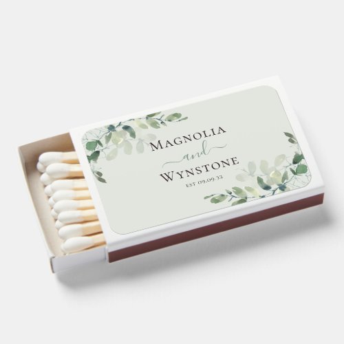 Eucalyptus Greenery Wedding Favor Matchboxes