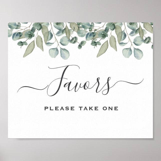 Eucalyptus Greenery Wedding Favor Sign (Front)