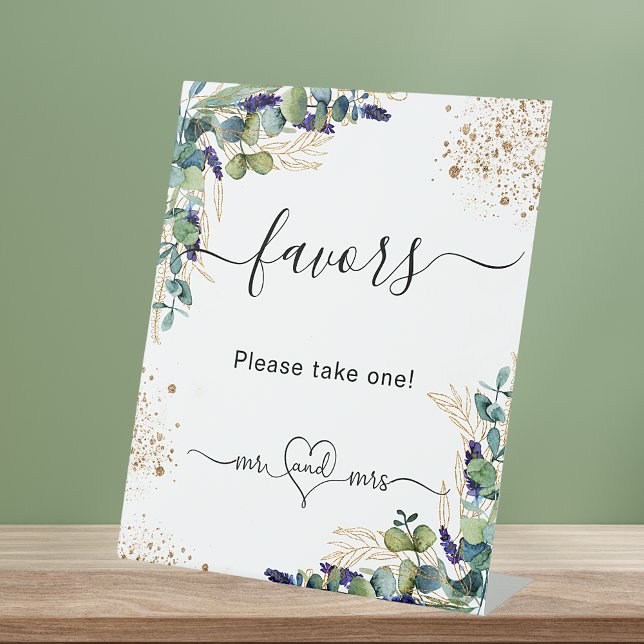 Eucalyptus greenery wedding favors guests pedestal sign (Creator Uploaded)