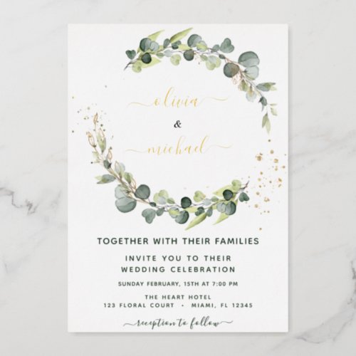 Eucalyptus Greenery Wedding Foil Invitation