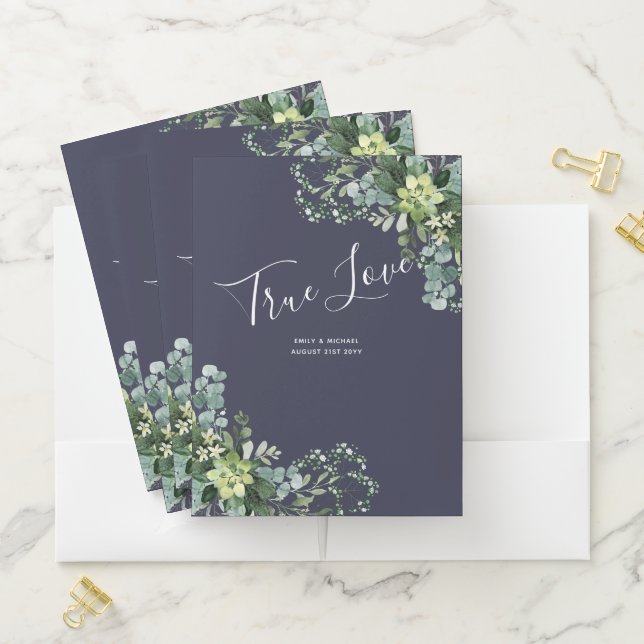 Eucalyptus Greenery Wedding Foliage Babys Breath Pocket Folder (In Situ)