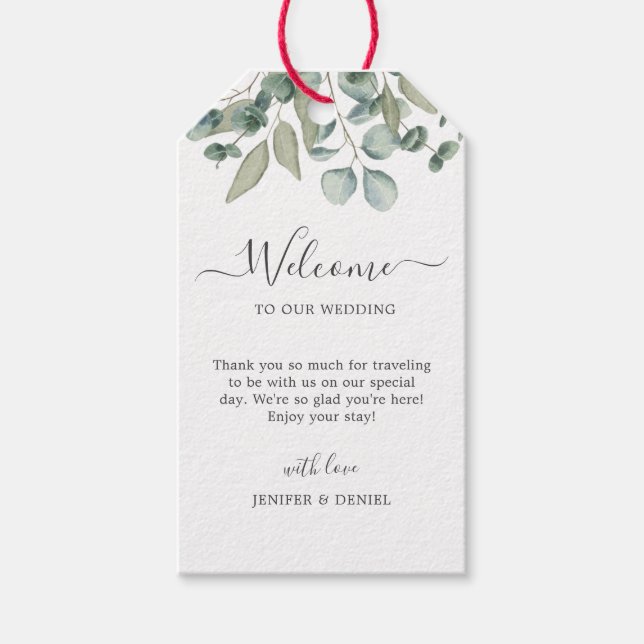 Eucalyptus Greenery Wedding Gift Tags (Front)