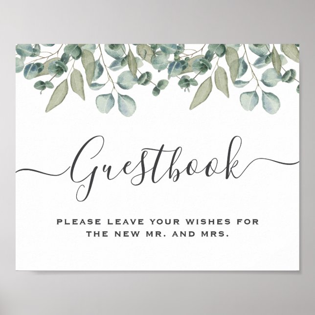 Eucalyptus Greenery  Wedding Guestbook Sign (Front)