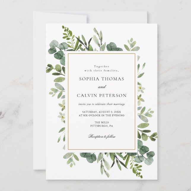 Eucalyptus Greenery Wedding  Invitation (Front)