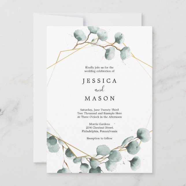 Eucalyptus Greenery Wedding Invitation (Front)