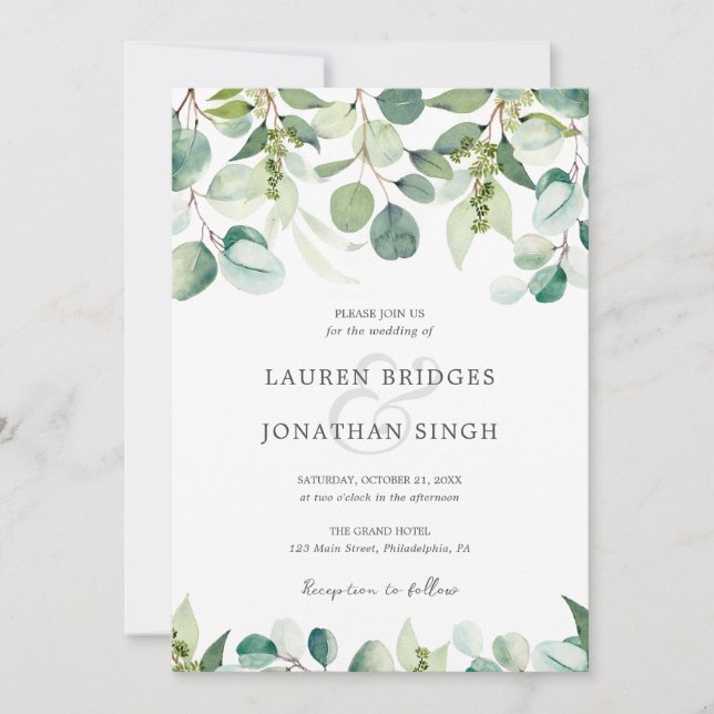 Eucalyptus Greenery Wedding Invitation (Front)