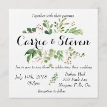 Eucalyptus greenery wedding invitation