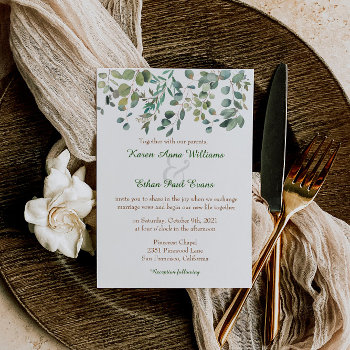 Eucalyptus Greenery Wedding Invitation by SugSpc_Invitations at Zazzle