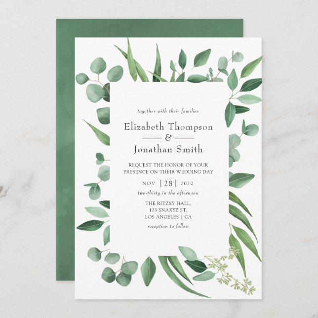 Eucalyptus Greenery Wedding Invitation (Front/Back)