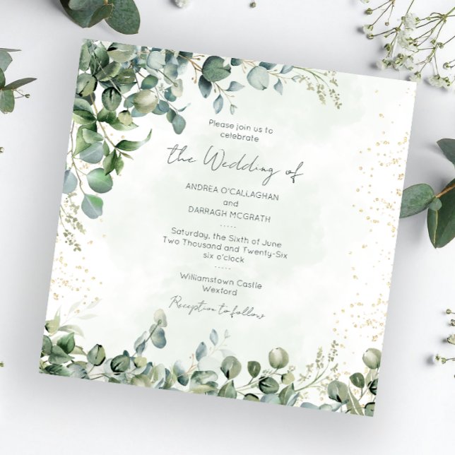 Eucalyptus Greenery Wedding Invitation 1001 Square (Creator Uploaded)