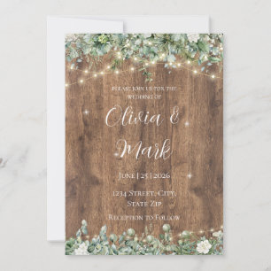 Eucalyptus Greenery Wedding Invitation   Rustic