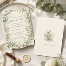Eucalyptus Greenery Wedding Invitation, Sage Green