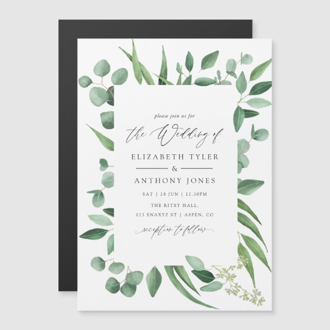 Eucalyptus Greenery Wedding Magnetic Invitation (Front/Back)