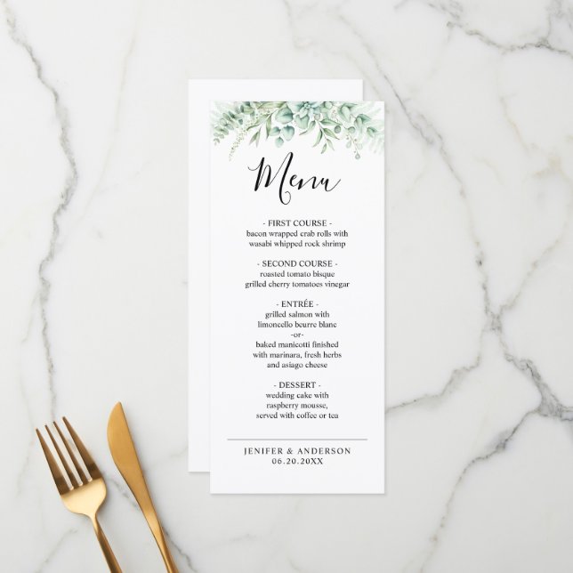 Eucalyptus Greenery Wedding Menu (Front/Back In Situ)