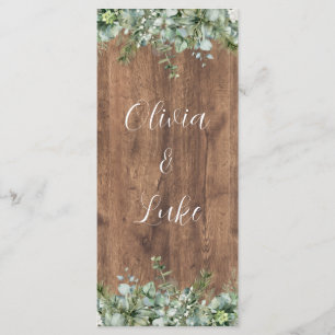Eucalyptus Greenery Wedding Menu Card   Rustic