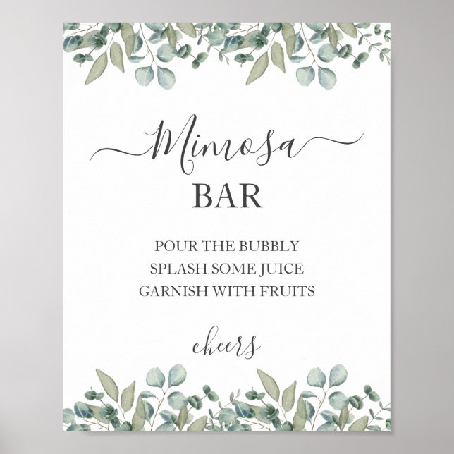 Eucalyptus Greenery Wedding Mimosa Sign (Front)
