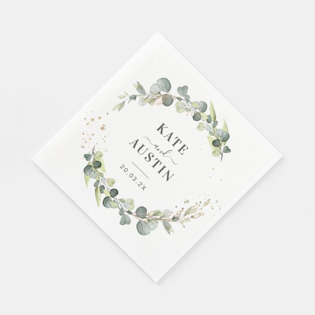 eucalyptus greenery wedding napkins (Corner)