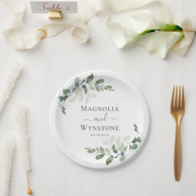 Eucalyptus Greenery Wedding Paper Plates (Wedding)