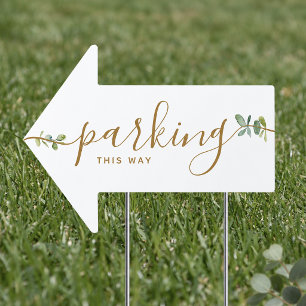 Eucalyptus Greenery Wedding Parking This Way Arrow Sign