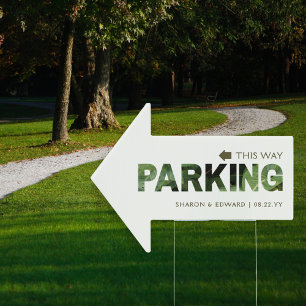 Eucalyptus Greenery Wedding Parking This Way Arrow Sign