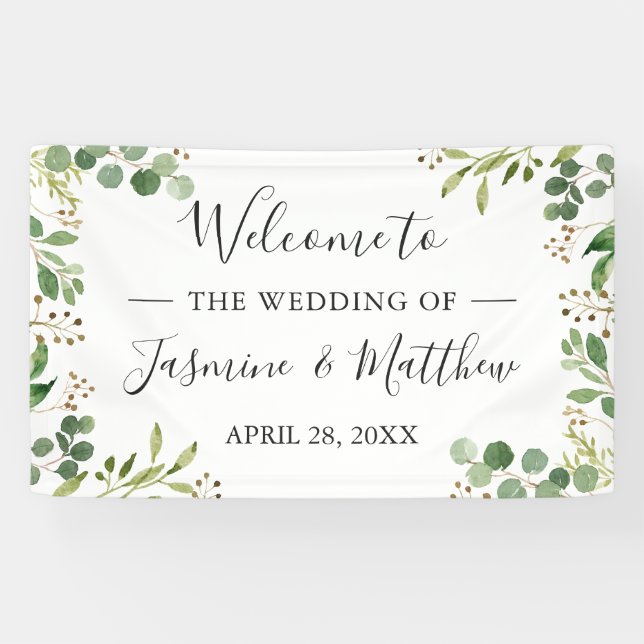 Eucalyptus Greenery Wedding Party Banner (Horizontal)