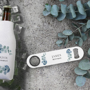 Eucalyptus Greenery Wedding Party Personalized Bar Key