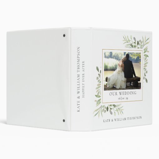 Eucalyptus Greenery Wedding Photo 3 Ring Binder | Zazzle