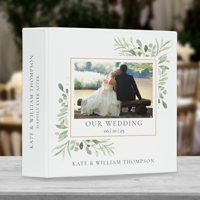 Eucalyptus Greenery Wedding Photo 3 Ring Binder (Creator Uploaded)