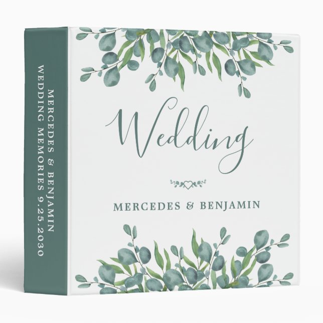Eucalyptus Greenery Wedding Photo Album 3 Ring Binder (Front/Spine)