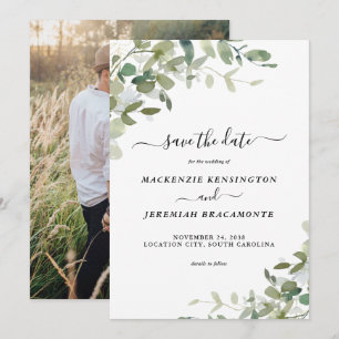 Eucalyptus Greenery Wedding Photo Save the Date