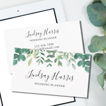 Eucalyptus Greenery Wedding Planner  Business Card by SewMosaic at Zazzle