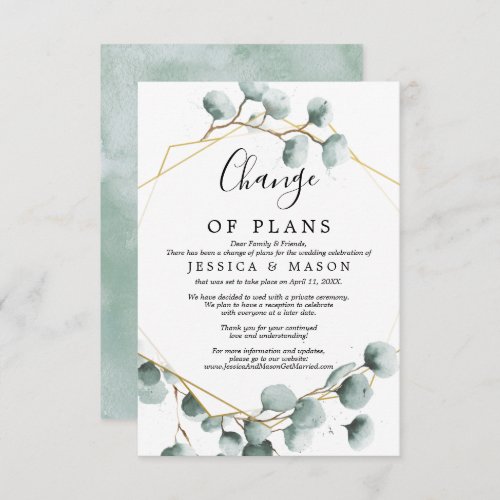 Eucalyptus Greenery Wedding Postponed Announcement