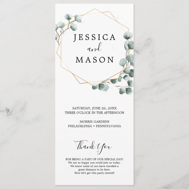 Eucalyptus Greenery Wedding Program (Front)