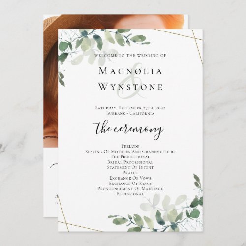 Eucalyptus Greenery Wedding Program