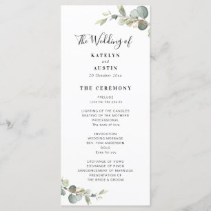 Eucalyptus greenery wedding program