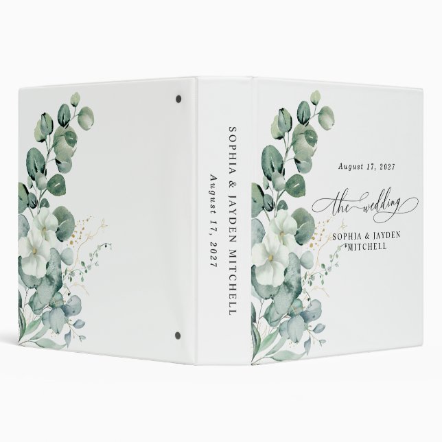 Eucalyptus Greenery Wedding Program 3 Ring Binder (Background)