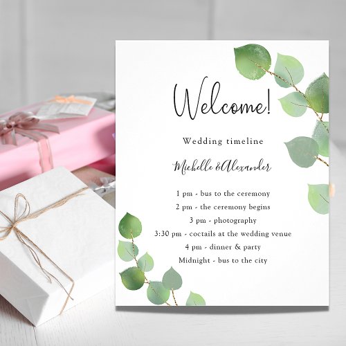 Eucalyptus greenery wedding program budget flyer