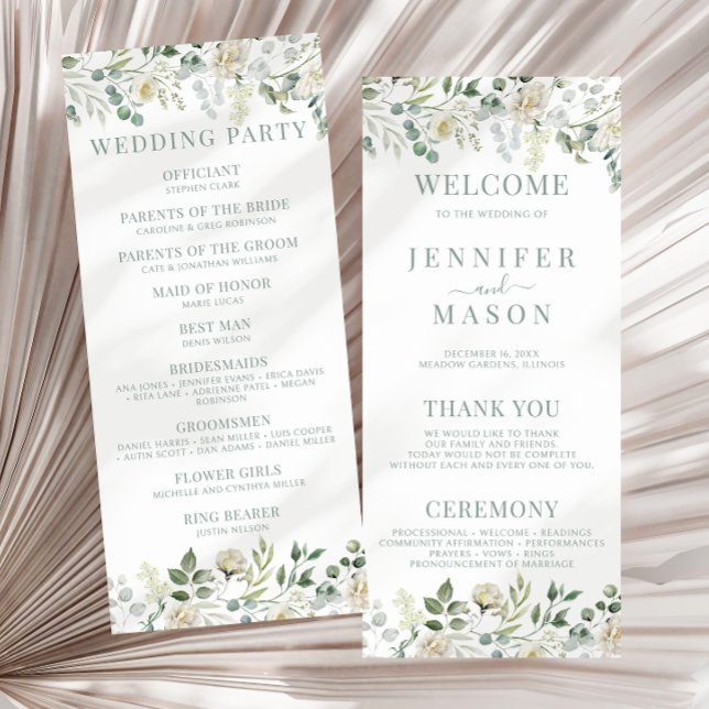 Eucalyptus Greenery Wedding Program Cards (Creator Uploaded)